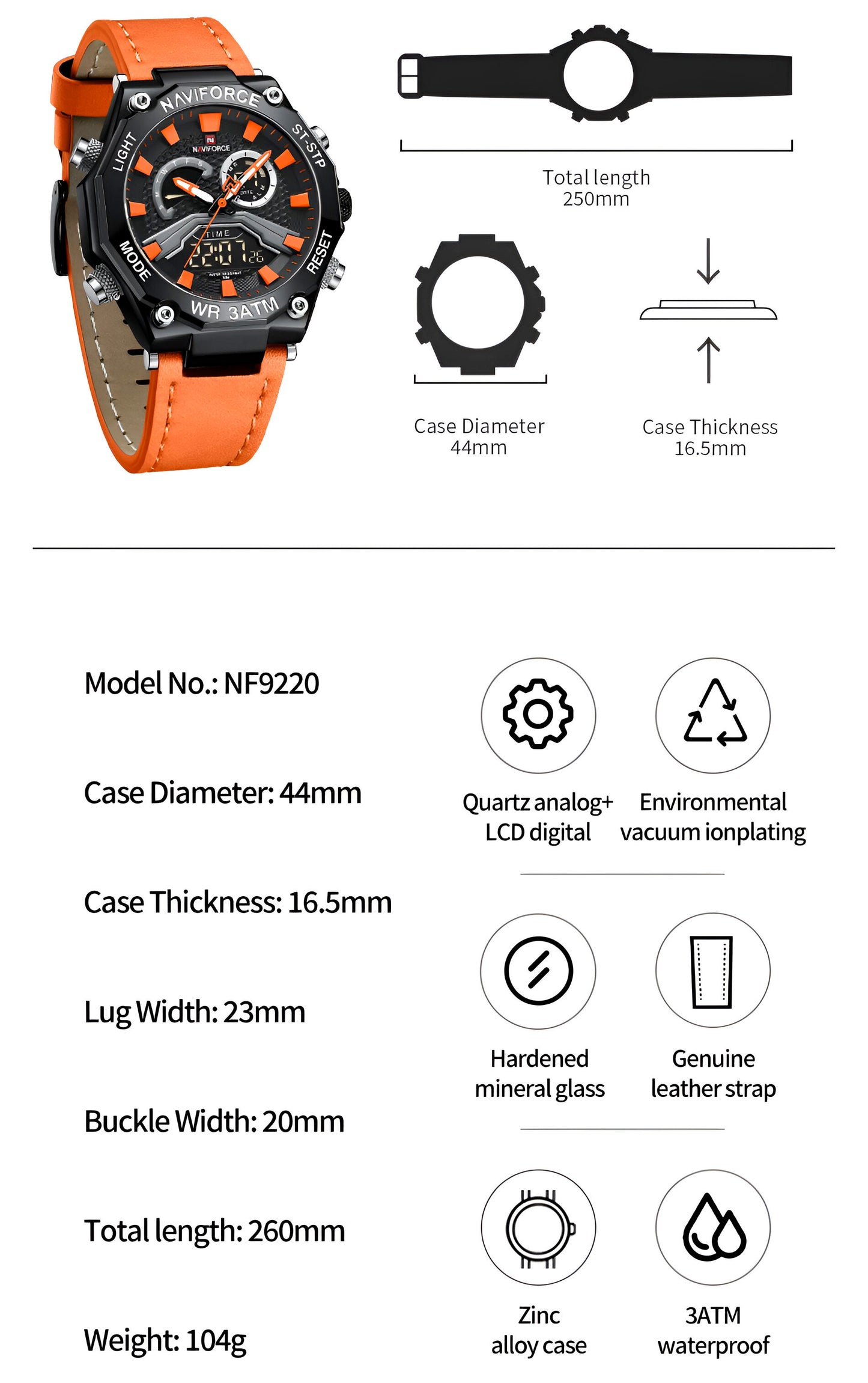 Reloj Naviforce Casual Nf9220 Crono Homb